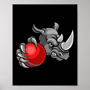 Neushoorn Cartoon Sport Neushoorns Team Mascotte m Poster