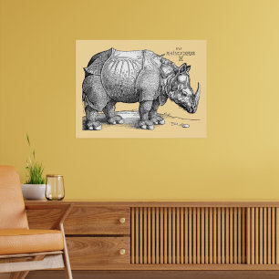 Neushoorn door Albrecht Dürer 1515 Houtsnede Poster