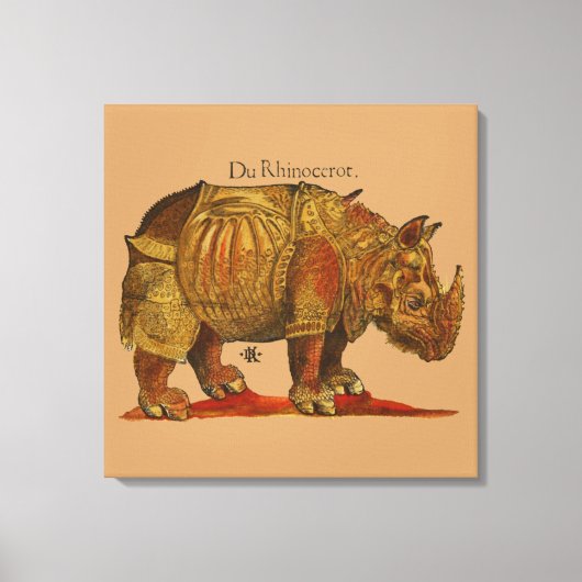  neushoorn Durer's Rhinoceros Antiek Canvas Afdruk (Voorkant)
