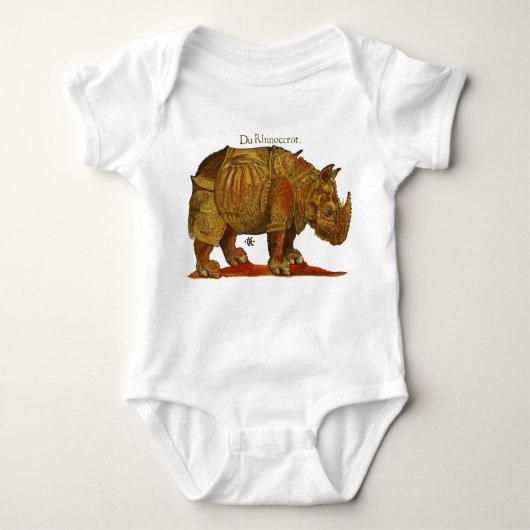  neushoorn Durer's Rhinoceros Antiek Romper (Voorkant)