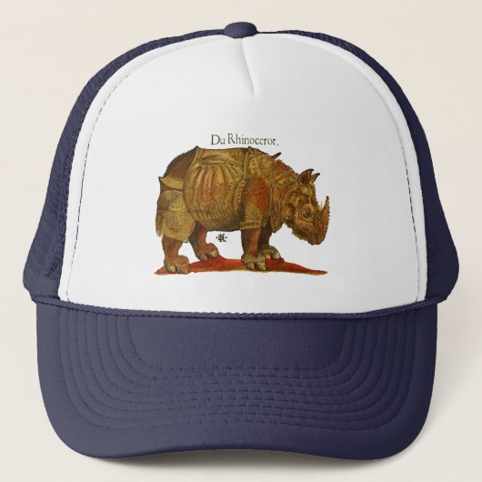 neushoorn Durer's Rhinoceros Antiek Trucker Pet (Voorkant)
