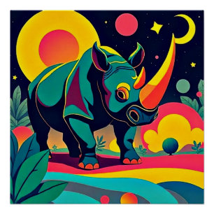 neushoorn in loof perfect poster