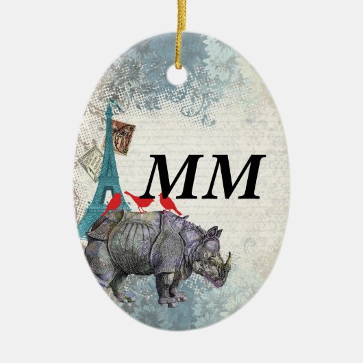  neushoorn keramisch ornament (Voorkant)