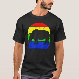  neushoorn Retro Dierlijk Silhouet 60s 70 T-shirt