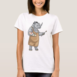 Neushoorn Schilder Kwast Schilderen T-shirt
