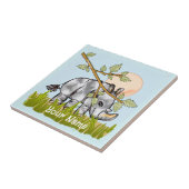 Neushoorn Verbergt Zich Tegeltje (Zijkant)