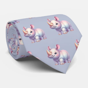 Neushoorns Rhinoceros Modern Kawaii Cute Jongen Stropdas