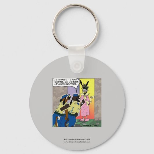Neutered Dog Funny Cartoon Sleutelhanger (Voorkant)
