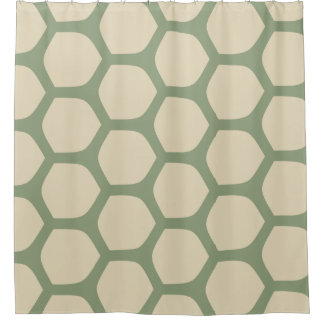Neutraal Abstract Groen & Beige Minimaal Patroon Douchegordijn