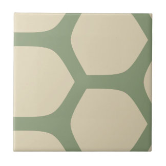 Neutraal Abstract Groen & Beige Minimaal Patroon Tegeltje
