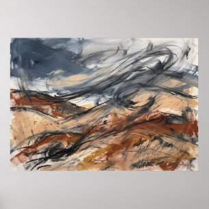 Neutraal Abstract Landschap Lijnen Poster