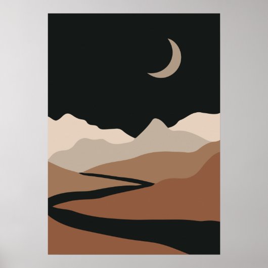 Neutraal Abstract landschap, minimalistisch geberg Poster (Voorkant)