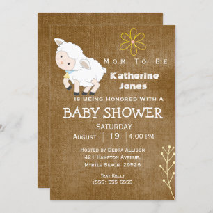 Neutraal Baby shower Cute Lamb Kaart