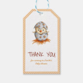 Neutraal Baby shower Dank u label met een kuiken Cadeaulabel (Voorkant)