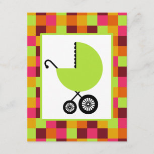 Neutraal Baby shower - Groen vervoer en kleurenblo Kaart