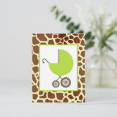 Neutraal Baby shower Groen vervoer & Giraffe afdru Kaart (Staand voorkant)