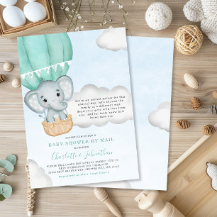 Neutraal Baby shower per e-mail Elephant Mint Gree Kaart