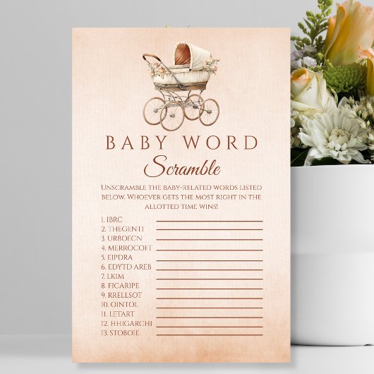 Neutraal Baby shower spel Word Scramble Flyer