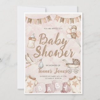 Neutraal Baby shower Uitnodiging
