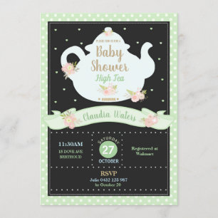 Neutraal Baby shower van Floral High Tea Party Kaart