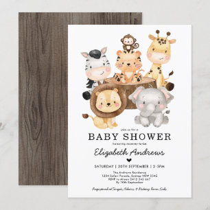 Neutraal Baby shower van wilde Safari-dieren Kaart