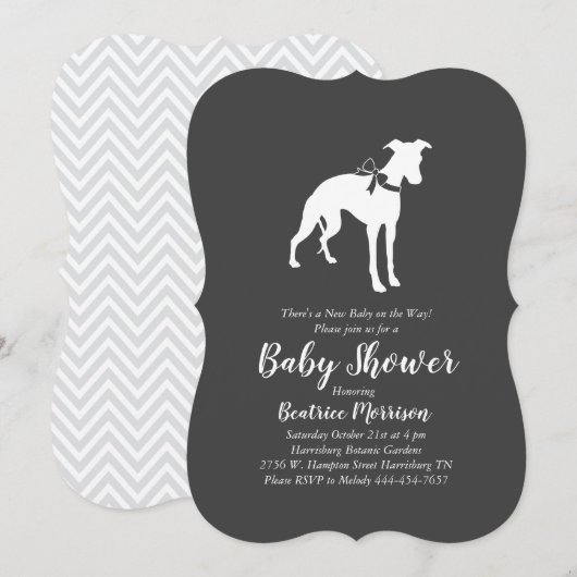 Neutraal Baby shower Whippet Dog Kaart (Voorkant / Achterkant)