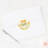 Neutraal Baby Sinaasappel & Groen in Steken Baby B Ronde Sticker (Envelop)