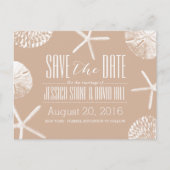 Neutraal Beige Beach Theme Seashells Save the Date Aankondigingskaart (Voorkant)