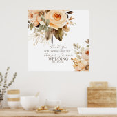 Neutraal Beige Bloemen Botanische Bruiloft Bruin Poster (Keuken)