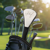 Neutraal Beige Bold Script Monogram en Naam Golfheadcover