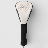 Neutraal Beige Bold Script Monogram en Naam Golfheadcover (Voorkant)