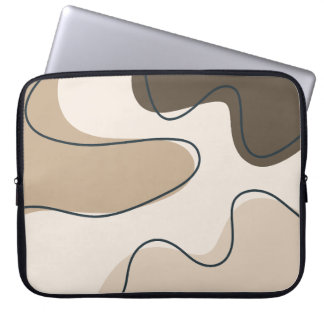 Neutraal Beige & Bruin Abstract Boho Vloeibare Dra Laptop Sleeve