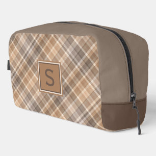Neutraal Beige Bruin Taupe Karo Gingham Patroon Toilettasje