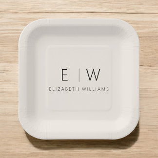 Neutraal Beige Classic Elegant Modern Minimalist Papieren Bordje