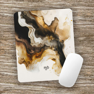 Neutraal Beige en Gold Abstract Inkwash Muismat