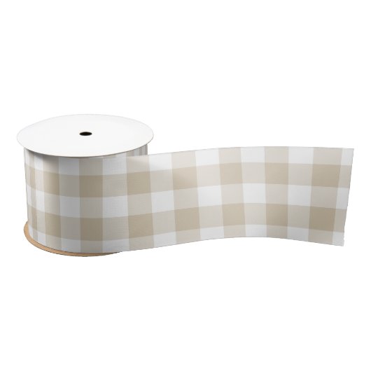 Neutraal Beige Gingham Check Pset Patroon Lint (Spoel)