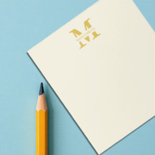 Neutraal beige goud monogram notitieblok