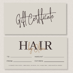Neutraal Beige Kapsalon Logo Cadeaubonnen