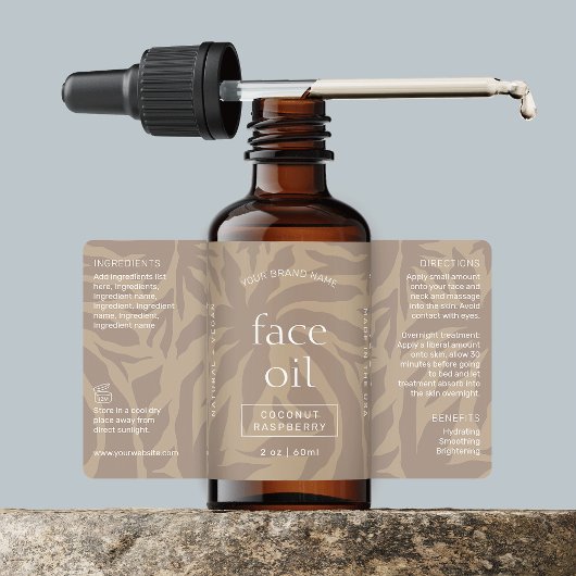 Neutraal Beige Modern 2 OZ druppelaar flesetiket Etiket