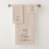 Neutraal Beige Moderne Monogram van het Manuscript Bad Handdoek (Insitu)
