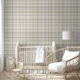 Neutraal Beige Plaid-Modern Boerderij Tartan Accen Behang
