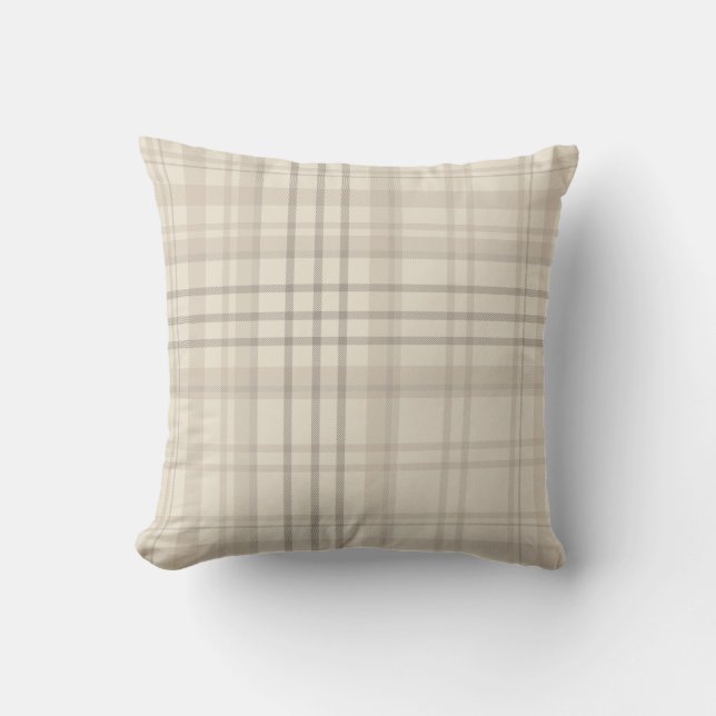 Neutraal Beige Schotlandse ruit Kussen (Voorkant)