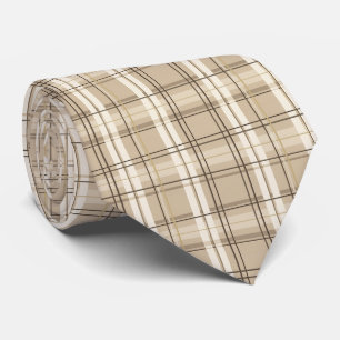 Neutraal Beige Schotlandse ruit Tartan Stropdas