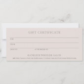 Neutraal Beige Tan Elegant Modern Cadeaubon (Achterkant)