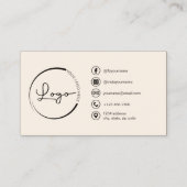 Neutraal beige taupe foto QR-code sociale media Visitekaartje (Achterkant)