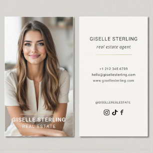 Neutraal Beige Vastgoedmakelaar Minimal Modern Visitekaartje