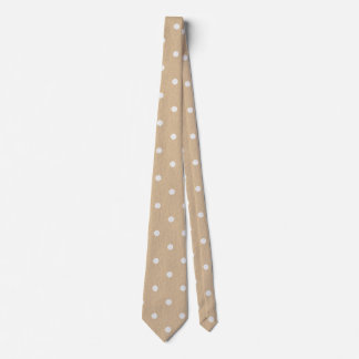 Neutraal beige White Polka Dot Pattern Stropdas