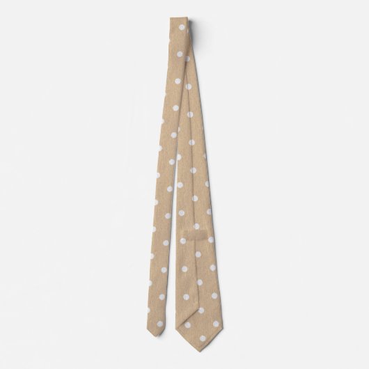 Neutraal beige White Polka Dot Pattern Stropdas (Achterkant)