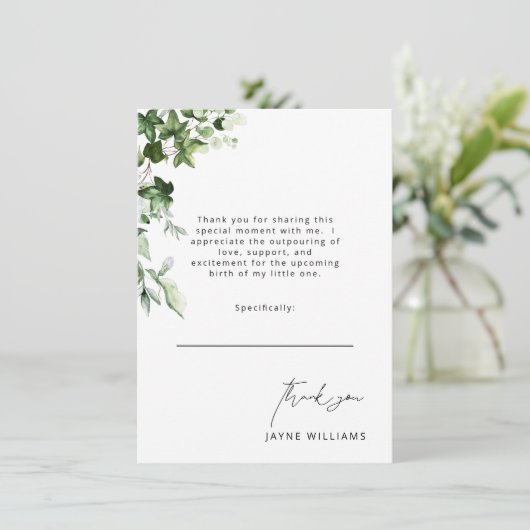 Neutraal bericht Ivy Baby shower Dank u Kaart (Staand voorkant)