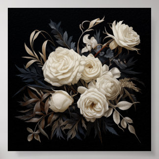 neutraal bloemmotief sublimatie poster